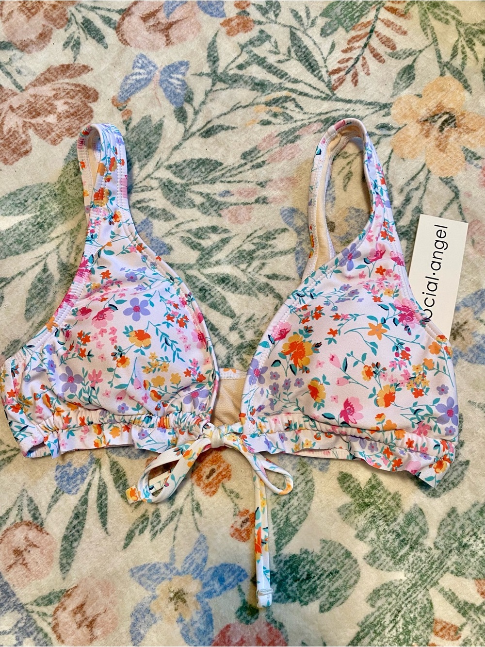 NWT Social Angel Floral Bikini Top